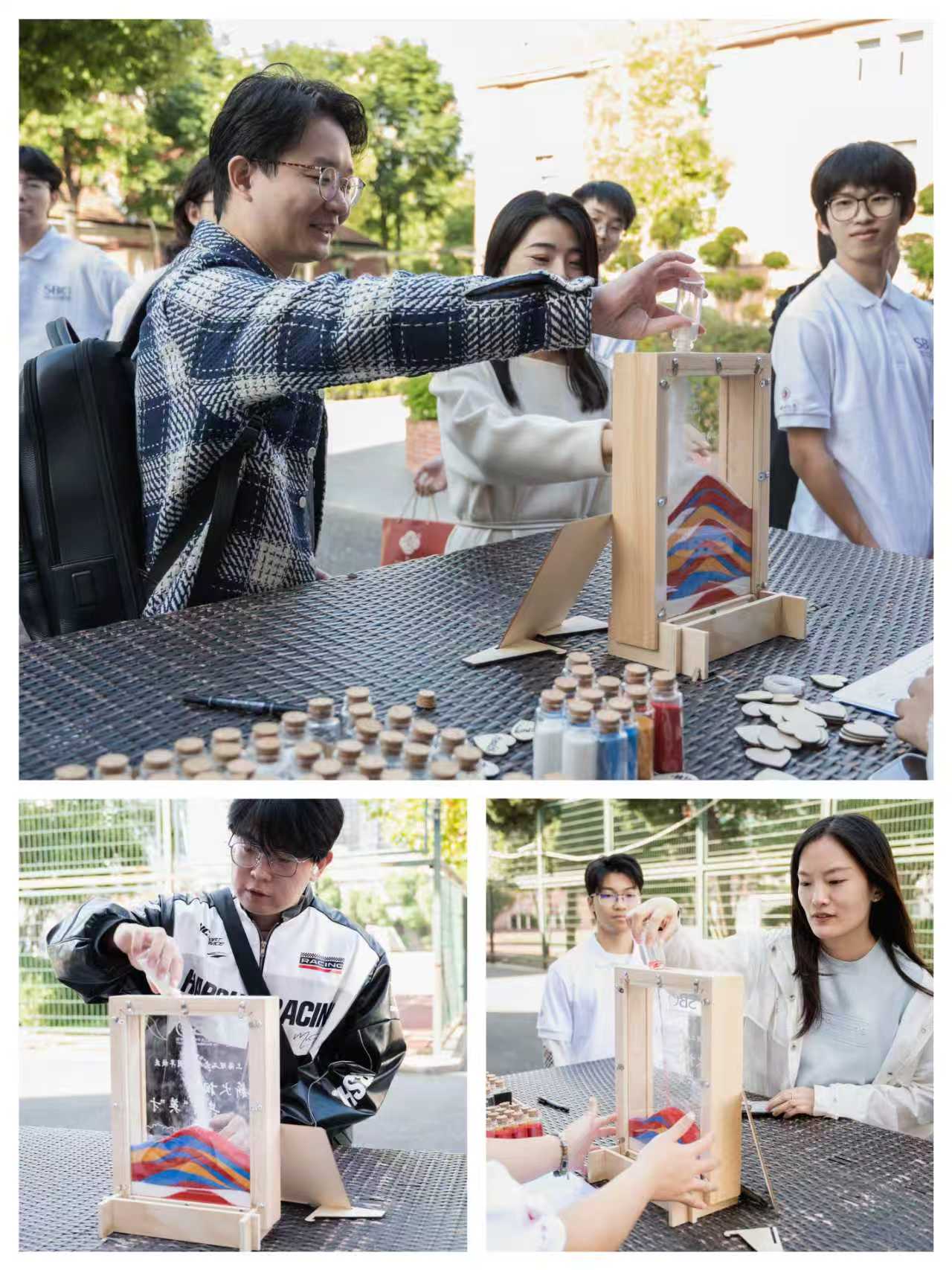 校友們在簽到處倒入流沙